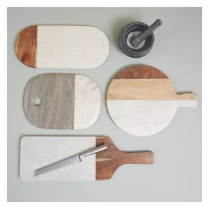 Planche à découper décorative en marbre et en bois, surface de préparation pour la cuisine, pour préparer les légumes, les fruits, le pain, le fromage - Product Image 2