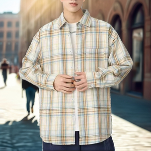 เสื้อเชิ้ตผ้าสักหลาดลายสก๊อตแขนยาวสำหรับผู้ชาย ปกคอพับได้ สวมใส่สบาย ระบายอากาศได้ดี ผลิตจากผ้าฝ้าย 100% เหมาะสำหรับใส่ในฤดูใบไม้ร่วง - Product Image 6