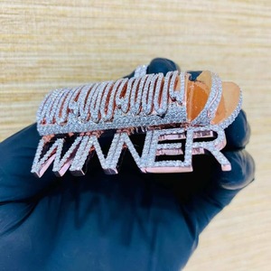 925 Silver Rose Gold Plated Moissanite Letter Name Pendant Two Tone <b>Initial</b> Letter pendant Pass Diamond Tester Pendant For Men's - Product Image 4