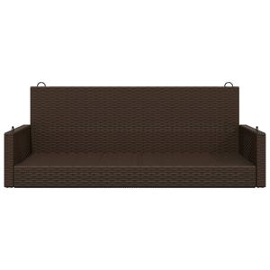 Banc balançoire en rotin PE brun, acier thermolaqué, banc balançoire de patio standard - Product Image 4