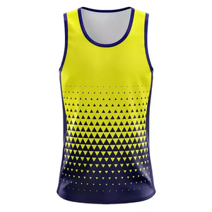 Sublimated <b>Running</b> Tank Top With Shorts Set Neon Green Gradient Design For Track And Field Training Wear - Product Image 4