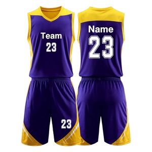 เสื้อบาสเก็ตบอลแบบซับลิเมชั่นสั่งทำพิเศษ ชื่อทีม 23 สีม่วงเหลือง คอวี แขนกุด สำหรับผู้ใหญ่ ใส่ได้ทั้งชายและหญิง ระบายอากาศได้ดี ผลิตจากโพลีเอสเตอร์ ชุดกีฬา - Product Image 1