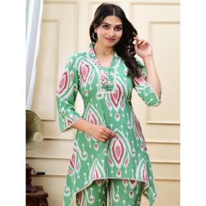 AARTI FASHION ชุด SALWAR ลำลองคอวีสำหรับผู้หญิงสวมใส่ทุกวันเสื้อแขนสามส่วนระบายอากาศได้สำหรับฤดูใบไม้ผลิ/ฤดูร้อน - Product Image 4