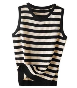 Débardeur décontracté pour femme, sans manches, dos nu, sexy, tricoté à la main, 100% coton, col rond uni - Product Image 3