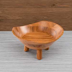 Cuenco de Madera Natural Hecho a Mano con Diseño de Borde Ondulado, Perfecto para Exhibir Frutas, Servir Comida, Centro de Mesa y Decoración Moderna - Product Image 1