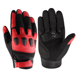 Guantes de Carreras de Dedo Completo, Material PU Antideslizante, para Ciclismo al Aire Libre, Unisex, Cierre de Velcro, Rojo y Negro - Product Image 1