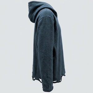 Sweat-shirts pour hommes en molleton épais français, effet vieilli, bords bruts, coupe ample vintage, en coton uni, style streetwear - Product Image 4