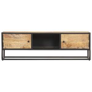 Mobile TV in Legno Grezzo di Mango con Anta Intagliata, Dimensioni 51.2"x11.8"x15.7" - Product Image 3