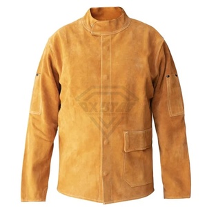 Hot Selling <b>Men's</b> Leather Welding <b>Jacket</b> High Street Style Comfortable Leather Stand Collar protection Welding <b>Jackets</b> OEM - Product Image 1