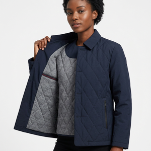 Chaqueta Acolchada Azul Marino para Hombre con Cuello Camisero, Cortavientos, Informal, Relleno de Poliéster, Corte Regular, para Otoño - Product Image 6