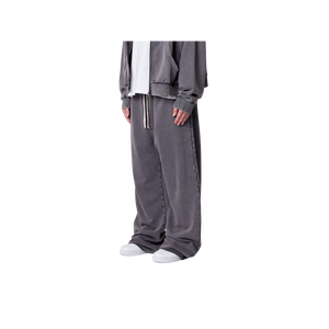 Men's Gray Sweatpants Elastic Waist Side Pockets Casual Breathable Knitted Cotton Autumn Wear - Product Image 1