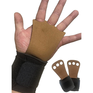 Protège-poignets en cuir à 3 trous pour gymnastique avec support de poignet et fermeture auto-agrippante réglable pour l'entraînement de force - Product Image 1