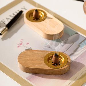 <b>Decorative</b> Wooden Dhoop Incense Burner Box With Hinged Cover And Metal Bowl Insert For Home Fragrance And Relaxation - Product Image 1