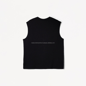 Camiseta personalizable transpirable sin mangas con cuello redondo de algodón suave 100% para hombre - Product Image 4