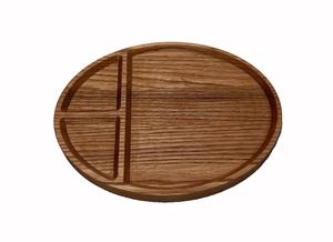 Plato de madera de acacia, plato dividido para adultos, platos de madera para la cena, bandeja redonda de madera, platos para servir comida para uso doméstico. - Product Image 5