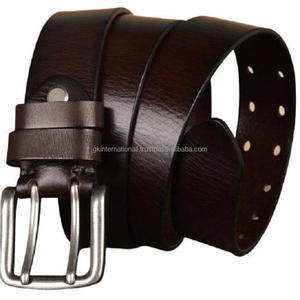 Stylish Dark <b>Brown</b> <b>Men's</b> Fashion Leather Casual <b>Belt</b> with Heavy Duty Double Pin Silver Plated Brass Buckle Custom Sizes - Product Image 6