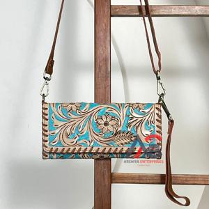 Bolso de Mano de Cuero con Diseño Floral, Hecho a Mano, de Lujo, 2026, Nuevo Diseño, Cuero Genuino de Vaca, Mini Bolso para Mujer, Cartera Triple - Product Image 1