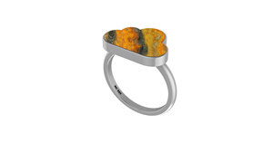 Anillo apilable clásico de plata de ley 925 para niños, con engaste de bisel, diseño de abeja, gema en forma de nube, rebanada natural elegante - Product Image 1