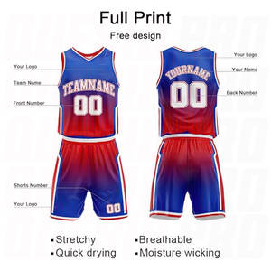 Conjuntos de Uniformes de Baloncesto Rojos Degradados de Última Moda, Uniformes de Baloncesto de Poliéster Transpirable con Logotipo Estampado - Product Image 4