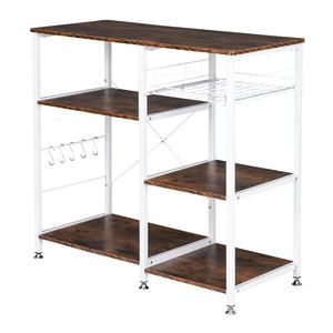 Carrello da Cucina Rustico Marrone a 3 Ripiani, Stile Industriale, Scaffale per Forno a Microonde, Postazione di Lavoro con Ripiani per Stoccaggio - Product Image 4