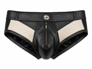 Caleçons en cuir véritable pour hommes, sous-vêtements de luxe, logo personnalisé, vente en gros, OEM, ODM, géométrique, noir, ivoire, mode, best-seller, premium - Product Image 1