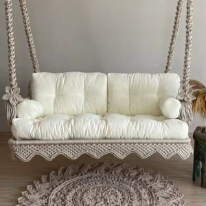 Balançoire de balcon en macramé, balançoire de jardin pour la décoration intérieure, chaise suspendue, balançoire-lit à bascule, suspendue - Product Image 1