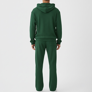 High Quality 100% Cotton French Terry Pullover Hoodie & Flare Jogger Sweatsuits Streetwear Solid Color Heavyweight Tracksuit - Product Image 3