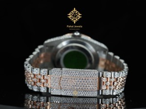 นาฬิกาข้อมือ Pahal Jewels Luxury Unisex ประดับเพชร ขนาด 40 มม. ตัวเรือนสแตนเลส กระจกแซฟไฟร์ แสดงวันที่ ระบบจักรกล - Product Image 3