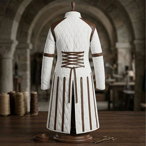 Chaqueta de Lona Acolchada Medieval Gambeson, Abrigo Largo con Correas de Cuero y Mangas Desmontables, Disfraz de Cosplay - Product Image 2