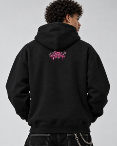 Sam Taktischer Hoodie Herren Übergroßer Schwarzer Baumwoll-French-Terry Hip-Hop-Print Sweatshirt mit Vordertasche und Grafikdesign - Product Image 3