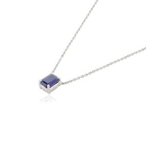 14k <b>Solid</b> <b>Gold</b> Blue Sapphire Diamond <b>Pendant</b> Necklace-Vintage Wedding Chain - Product Image 6