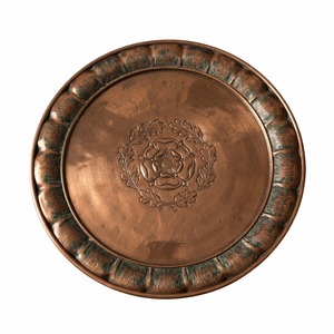 Bandeja de cobre puro martillada a mano, estilo Art Nouveau vintage, bandeja de cobre repujada, bandeja decorativa de metal para decoración del hogar, para mesa. - Product Image 5