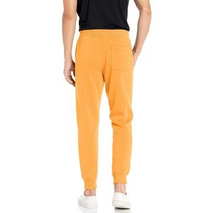 Men's Orange Sweatpants <b>Elastic</b> <b>Waist</b> Drawstring Side Pockets Casual Knitted Pants Autumn Breathable Midweight Fit - Product Image 4