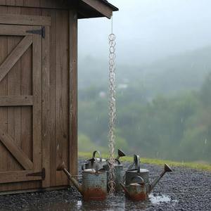 Chaîne de pluie en forme d'anneaux ronds, idéale pour la décoration extérieure du jardin, du balcon et du patio, fonctionnelle et décorative pour le drainage de l'eau. - Product Image 5