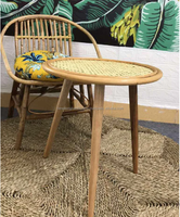 Meilleure vente 2022 table basse ronde en rotin avec tapis de table fait à la main