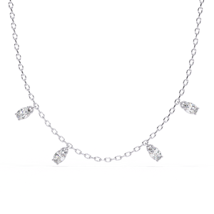 Luxury Handcrafted 10k 14K 18k White Gold Oval Cut Diamond Jewellery Dangle <b>Necklace</b> Multiple Shimmering Lab Grown Diamond - Product Image 1