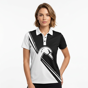 <b>Men's</b> <b>Short</b> <b>Sleeve</b> Polo <b>Shirt</b> With Duck Logo Print Black <b>White</b> Color Block Casual Fit Regular Breathable Knitted Polyester - Product Image 4