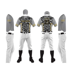 Custom Sublimated Baseball Uniform Men's Camouflage Print Short Sleeve Polyester Moisture Wicking All Seasons Adult Team Apparel - Product Image 6