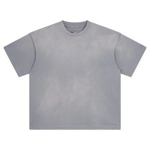 T-shirt unisexe vierge surdimensionné de haute qualité 100 % coton, style vintage vieilli, épais, et ensembles de shorts pour hommes - Product Image 4