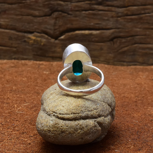 Bague en argent chromé diopside, argent sterling 925, pierre verte, bijoux faits à la main, bague pour elle - Product Image 4