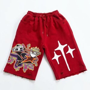 High Demanding Custom Streetwear Red Graphic Hoodie & Shorts Set Men’s <b>Oversized</b> Tracksuits Print Cotton 2 Pieces Casual <b>Jogger</b> - Product Image 4