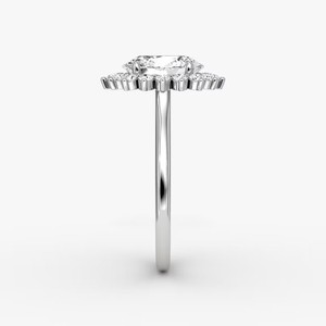 Anillo de Compromiso de Lujo con Diamantes en Corte Ovalado y Halo en Oro Blanco, Anillo con Halo de Diamantes en Corte Brillante Ovalado para Mujer (Acabado en Oro Blanco) - Product Image 3