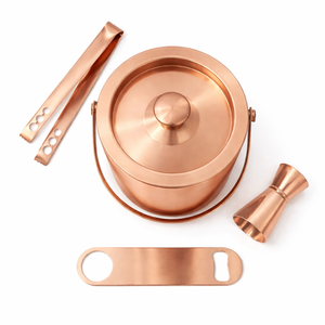 Seau à glace en acier inoxydable avec revêtement en cuivre et accessoires - Product Image 3