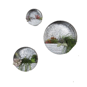 Jardinière suspendue style ferme en métal galvanisé pour intérieur et extérieur, pot décoratif mural pour plantes aromatiques avec finition lavée - Product Image 5