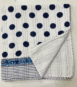 Colcha Kantha Silkgram con Estampado a Mano, Diseño de Puntos, Algodón Clásico Ecológico, 300 Hilos, para Todas las Temporadas - Product Image 3