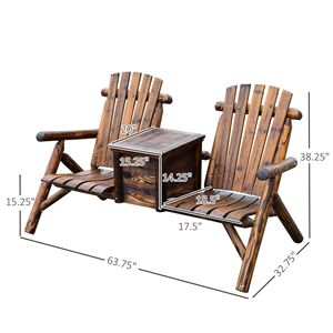 Divanetto Rustico in Legno con Porta Ghiaccio per Esterni, Resistente alle Intemperie - Product Image 3