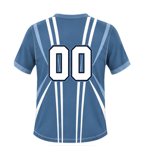 Maillot de rugby bleu et blanc en acier, à manches courtes, col en V, uniforme d'équipe, respirant, léger, personnalisable, pour l'entraînement sportif - Product Image 2