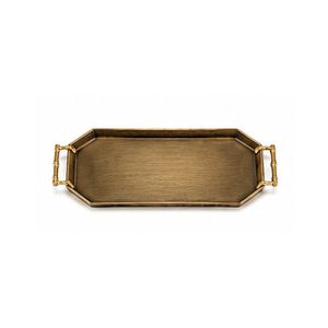 <b>Black</b> Rectangular Serving <b>Tray</b> With Gold Branch Handles Lacquered Finish Residential Use - Product Image 4