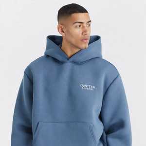 Sudadera con Capucha para Hombre, Casual, de Invierno, Azul, de Poliéster/Algodón, con Bolsillo Frontal Tipo Canguro, Servicio OEM, Diseño Liso - Product Image 6