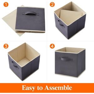 Cesti portaoggetti in tessuto da 11 pollici, pieghevoli, decorativi, con manici, per l'organizzazione di armadi e scaffali - Product Image 2